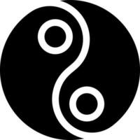 plano estilo de yin yang icono o símbolo en negro y blanco color. vector