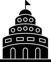 Government Building Icon In Black and White Color. vector