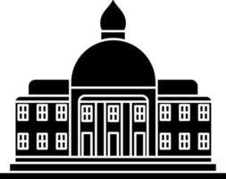 University Building Icon In Black and White Color. vector