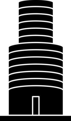 Black and White Color Building Icon In Flat Style.