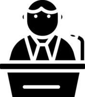 Businessman Speech Icon In Black and White Color. vector