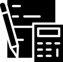 Financial Paper With Calculator Icon In Black and White Color. vector