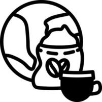 Global With Coffee Sack Icon In Black and White Color. vector