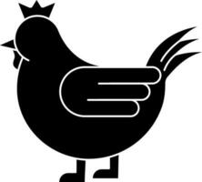 Hen Or Chicken Icon In Black and White Color. vector