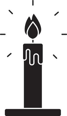 Illustration Of Burning Candle Icon In Black and White Color.