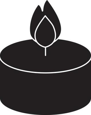 Illuminated Candle Icon In Glyph Style.