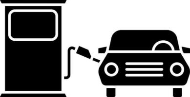 Fuel Refueling Car In Gasoline Pump Glyph Icon. vector