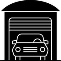 Car Garage Icon In Black and White Color. vector