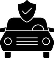 Car And Approve Shield Icon In Black and White Color. vector