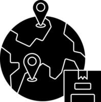 Global Parcel Tracking Icon In Black And White Color. vector