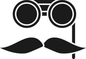 Goggle Stick With Mustache Icon In Black and White Color. vector