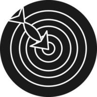 Dartboard Or Target Icon In Black and White Color. vector