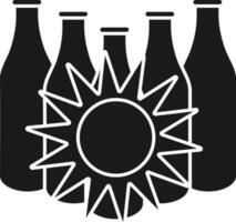 golpear botella icono en negro y blanco color. vector