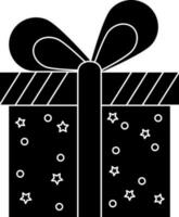 regalo caja icono o símbolo en negro y blanco color. vector