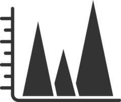 Triangle Bar Chart Icon In Black and White Color. vector