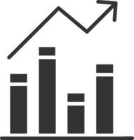 Growing Bar Graph Icon In Black and White Color. vector