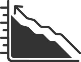 Line Graph Icon In Black and White Color. vector