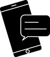 Glyph Style Message in Smartphone Icon. vector