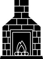 Fireplace Or Chimney Icon In Black And White Color. vector