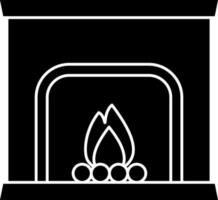 Chimenea o hogar icono en negro y blanco color. vector