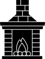 Black And White Color Chimney Or Fireplace Icon. vector