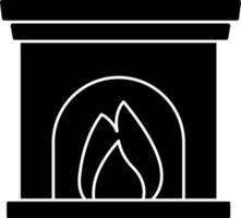 Vector Illustration of Fireplace Or Chimney In Black And White Color.