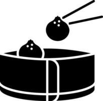 Illustration Of Dumpling Or Momos Icon In Black And White Color. vector