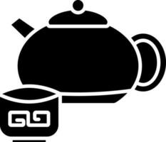 tetera y taza icono en negro y blanco color. vector