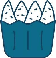 Illustration Of Bolu Kukus Cupcake Icon In Blue And White Color. vector