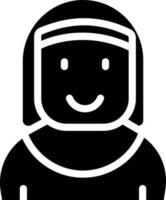 Catholic Sister or Nun Character Icon in Black and White Color. vector