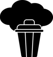 nube con basura icono en negro y blanco color. vector