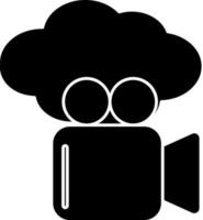 Cloud With Video Camera Icon In Glyph Style. vector