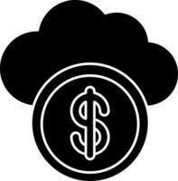 glifo estilo nube con dólar moneda icono. vector