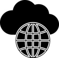 Black And White Global Cloud Icon Or Symbol. vector