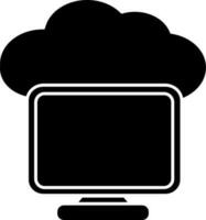 Cloud With Computer Icon In Black And White Color. vector