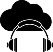 Black And White Cloud And Headphone Icon. vector