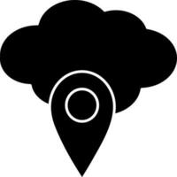 Black and White Cloud With Location Pin Icon Or Symbol. vector