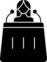 Woman Speaking On Podium Icon In Black and White Color. vector