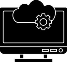 Black And White Cloud Setup In Computer Icon Or Symbol. vector