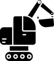 Excavator Icon In Black and White Color. vector