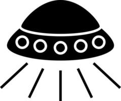 Flat Style UFO Icon In Black and White Color. vector