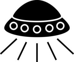 Flat Style UFO Icon In Black and White Color. vector