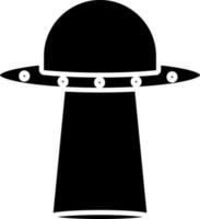 UFO Icon In Black and White Color. vector