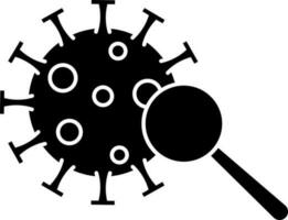 Virus Searching Flat Icon In Black and White Color. vector