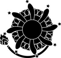 Black And White Ground Chakkar Firecracker Icon. vector