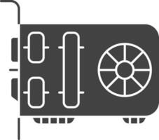 Gray And White GPU Graphics Processing Unit Icon. vector