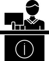 Information Or Reception Counter Icon In Black and White Color. vector