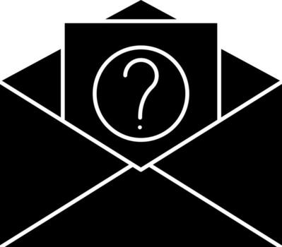 Open Envelope With Question Paper Icon In Black and White Color. vector