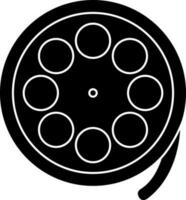 Film Reel Icon In Black and White Color. vector