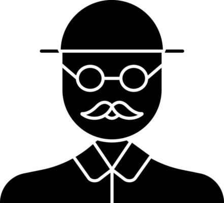 Cartoon Man Icon In Black and White Color.